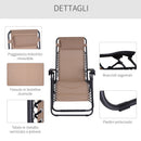 Sedia Sdraio Zero Gravity 90x65x110cm Reclinabile in Acciaio e Textilene