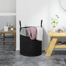 Cesto Portabiancheria Pieghevole con Manici 36L Ø38x45 cm in Cotone Naturale Nero 