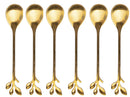 Set di Cucchiaini 6 Pezzi 12x2,5x1,6 cm in Acciaio Inox VdE Tivoli 1996 Luxury Foglie Oro