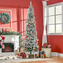Albero di Natale Innevato Slim 225 cm 738 Rami Effetto Neve in PP e Acciaio Inox Verde  