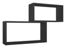 Set 2 Mensole Cubo da Parete Rettangolare in Fibra di Legno Bislungo Nero
