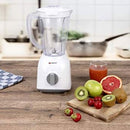 Frullatore 1,5L Potenza 400W con 2 Velocità Lame in Acciaio Inox Resistente Bianco      