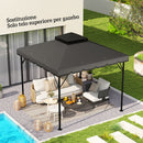 Telo di Ricambio Copertura per Gazebo 3x3 m a 2 Livelli con 8 Fori di Drenaggio in Poliestere Grigio Chiaro e Scuro      