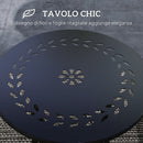 Tavolino da Giardino con Intagli a Fiori e Foglie Ø40x50 cm in Acciaio Nero 