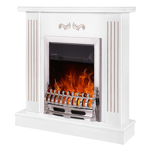 Camino Elettrico da Pavimento 90,5x94x26,5 cm Effetto Fiamma 2000W Smile & Galileo silver Bianco sconto