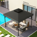 Telo di Ricambio Copertura per Gazebo 3x3 m a 2 Livelli con 8 Fori di Drenaggio in Poliestere Grigio Chiaro e Scuro      