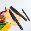 Set 5 Coltelli da Cucina Lama Nera Manico Wenge