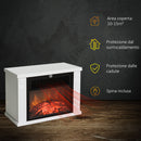 Camino Elettrico da Terra 600-1200W con Effetto Fiamma in Plastica e Vetro Temperato Bianco      