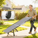 Set 2 Lettini Prendisole Regolabili in 5 Posizioni con Tavolino Laterale e 2 Ruote in Metallo e Poliestere Grigio      