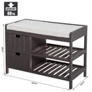 Panca Contenitore da Ingresso con Cassetti e Ripiani in Legno Grigio 69x34x48 cm 