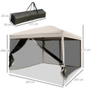 Gazebo da Giardino 3x3m in Acciaio Pareti Rimovibili Tessuto Oxford Crema 