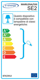 Sospensione 50X50 1xE27 Montatura Cromo-Bianco Vetro Lastra Bianco E-Energy Marilena