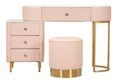 Toeletta Sharon Rosa con Puff 120x40x75 cm in Pino e MDF e Metallo e Plastica      