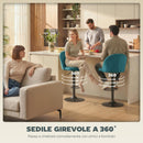 Set di 2 Sgabelli da Bar 43x48x84-106 cm Sgabelli Moderni Girevoli con Poggiapiedi in Velluto Blu      