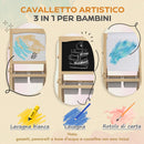 Lavagna 3 in 1 con Cavalletto per abambini 58x50,5x109 cm con Cestini Legno Naturale
