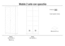 Armadio 2 Ante con Specchio 83x190x29 cm Cemento