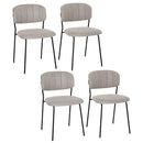 Set 4 Sedie Imbottite 49,5x55x81 cm in Tessuto Effetto Lino Cachi