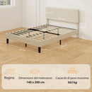 Struttura Letto 140x200 cm con Testiera Imbottita Regolabile in Altezza e Doghe in Velluto a Coste Grigio      