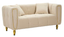 Divano Alma Crema con Cuscini 81x155x71 cm in Legno e Poliestere      