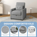 Poltrona Letto Reclinabile con Cuscino Extra 69x82x85cm Grigio Chiaro  
