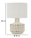 Lampada da Tavolo Tangeri Ø40x60 cm in Ceramica e Ferro e Tessuto Bianco e Oro      