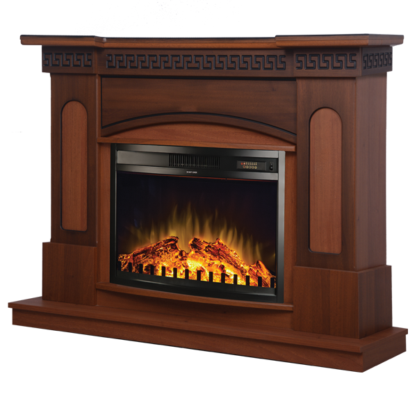 sconto Camino Elettrico da Pavimento 102x130x33 cm Effetto Fiamma 1500W Franco & Zakinthos Noce