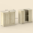 Mobile Sottolavabo 60x30x60 cm a 2 Ante con Ripiano Regolabile e Intaglio a U Rovere      