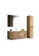 Mobile da Bagno Sospeso con Lavabo 100 cm e Specchio Bali Light 2+2 Rovere Miele      