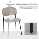 Set 4 Sedie Imbottite 49,5x55x81 cm in Tessuto Effetto Lino Cachi