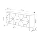 Madia con 6 Ante Credenza 184x35x77,4 cm Design Geometrico Moderno in Legno Rovere Bianco     