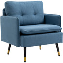Poltrona Imbottita 76x68x80 cm  in Tessuto Effetto Lino Blu