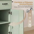 Mobile da Cucina 96,5x38x87 cm con Cassetto Armadietto e Ripiano Regolabile in MDF Verde Chiaro      