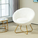 Poltrona Moderna da Camera in Finta Pelliccia con Gambe in Metallo 75x66x79 cm Bianco 