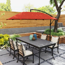Ombrellone a Sbalzo 260x304x245 cm Base a Croce in Metallo e Poliestere Rosso Ruggine  