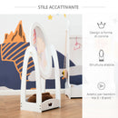 Specchio per Cameretta Bambini 40x30x104 cm con Scaffale Bianco
