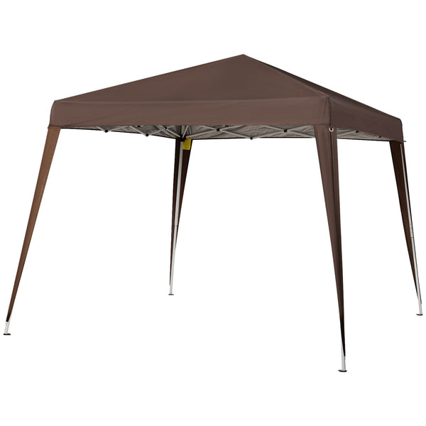Gazebo Pieghevole da Giardino con Struttura Antivento 2,4x2,4m in Acciaio e Corde Caffè sconto