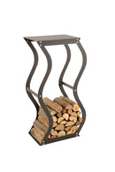 Portalegna 57x27x96 cm Crea Zigozago in Acciaio Nero 