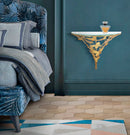 Comodino da Muro Butterflies 44,5x24,5x34,5 cm in Ferro e Vetro Oro      