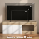 Mobile TV Max 60"" con Armadietto 2 Ante e Ripiano Aperto 140x40x48 cm Legno Naturale e Bianco 