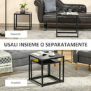 Set 2 Tavolini Moderni Piani in Vetro Temperato Nero