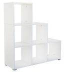 Libreria 6 Ripiani 104x33x109 cm a Forma di Piramide Bianca