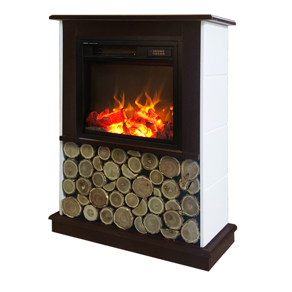 Camino Elettrico da Pavimento 90x70x25 cm Effetto Fiamma 1100W Andreea & Dionis Bianco/noce scuro acquista