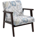 Poltrona Imbottita 68,5x78,5x75 cm in Legno e Cuscino Fantasia a Fiori 