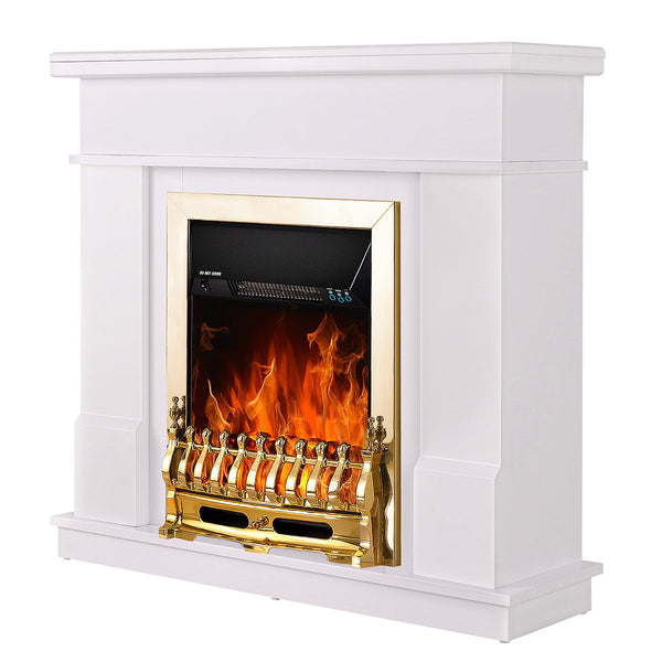 prezzo Camino Elettrico da Pavimento 100x103,4x30 cm Effetto Fiamma 2000W Rodos & Galileo gold Bianco