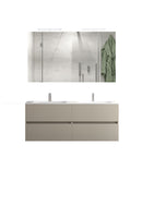 Mobile da Bagno Sospeso con Lavabo 120cm 2 Vasche e Specchio Bali Light DoubleTortora      
