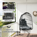 Amaca Poltrona Sospesa a Dondolo Pieghevole 74x68x105A cm da Interno ed Esterno Grigio Scuro  