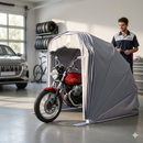 Motobox a Chiocciola Copertura Box in PVC per Moto Scooter - 280x130xh140 cm\/Grigio Maddi