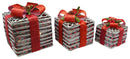 Set 3 Pacchi di Natale con LED in Plastica Rosso Glitterato