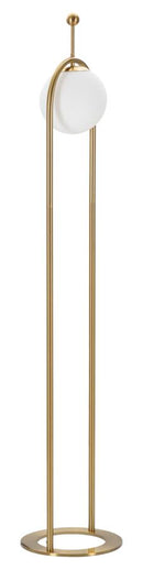 Lampada da Terra Glamy Arc Ø28x168 cm in Ferro e Vetro Oro e Bianco      