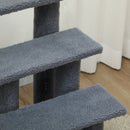 Scaletta per Gatti a 4 Gradini 61x41x60 cm con Rivestimento in Peluche Grigio  